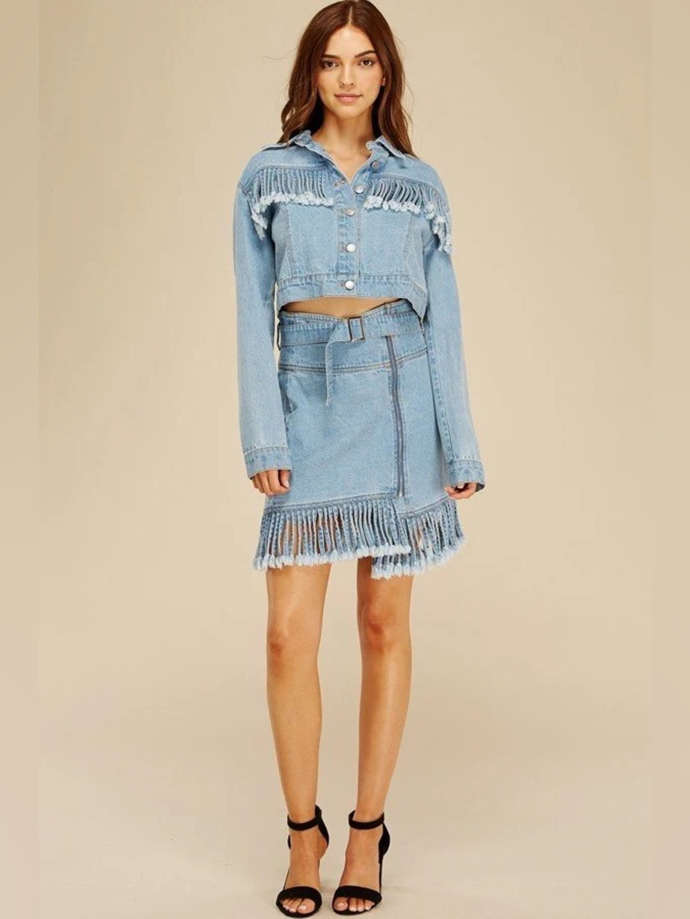 🔥Fringed Light Blue Denim Mini Skirt🔥HALF OFF UNTIL MONDAY